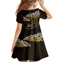 New Zealand Matariki Family Matching Off Shoulder Short Dress and Hawaiian Shirt Maori New Year Silver Fern And Lizard - Gold LT14 - Polynesian Pride