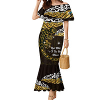 New Zealand Matariki Mermaid Dress Maori New Year Silver Fern And Lizard - Gold LT14 Women Gold - Polynesian Pride