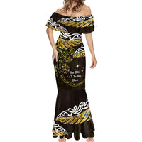 New Zealand Matariki Mermaid Dress Maori New Year Silver Fern And Lizard - Gold LT14 - Polynesian Pride