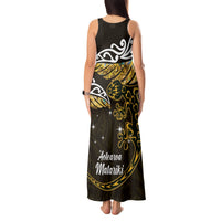 New Zealand Matariki Tank Maxi Dress Maori New Year Silver Fern And Lizard - Gold LT14 - Polynesian Pride