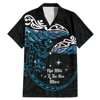 New Zealand Matariki Family Matching Mermaid Dress and Hawaiian Shirt Maori New Year Silver Fern And Lizard - Turquosie LT14 Dad's Shirt - Short Sleeve Turquoise - Polynesian Pride