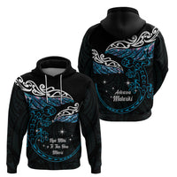 New Zealand Matariki Hoodie Maori New Year Silver Fern And Lizard - Turquosie LT14 - Polynesian Pride
