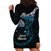 New Zealand Matariki Hoodie Dress Maori New Year Silver Fern And Lizard - Turquosie LT14 - Polynesian Pride