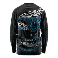 New Zealand Matariki Long Sleeve Shirt Maori New Year Silver Fern And Lizard - Turquosie LT14 - Polynesian Pride