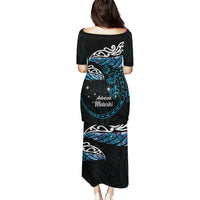 New Zealand Matariki Puletasi Maori New Year Silver Fern And Lizard - Turquosie LT14 - Polynesian Pride