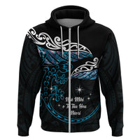 New Zealand Matariki Zip Hoodie Maori New Year Silver Fern And Lizard - Turquosie LT14 Zip Hoodie Turquoise - Polynesian Pride