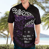 New Zealand Matariki Hawaiian Shirt Maori New Year Silver Fern And Lizard - Purple LT14 - Polynesian Pride