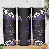 New Zealand Matariki Skinny Tumbler Maori New Year Silver Fern And Lizard - Purple