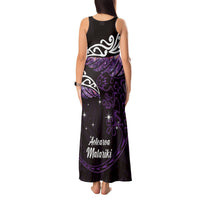 New Zealand Matariki Tank Maxi Dress Maori New Year Silver Fern And Lizard - Purple LT14 - Polynesian Pride