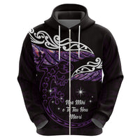 New Zealand Matariki Zip Hoodie Maori New Year Silver Fern And Lizard - Purple LT14 - Polynesian Pride