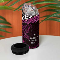 New Zealand Matariki 4 in 1 Can Cooler Tumbler Maori New Year Silver Fern And Lizard - Pink LT14 - Polynesian Pride