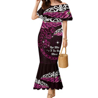 New Zealand Matariki Family Matching Mermaid Dress and Hawaiian Shirt Maori New Year Silver Fern And Lizard - Pink LT14 Mom's Dress Pink - Polynesian Pride
