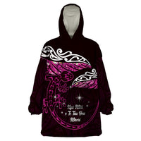 New Zealand Matariki Wearable Blanket Hoodie Maori New Year Silver Fern And Lizard - Pink LT14 One Size Pink - Polynesian Pride