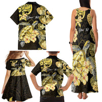 Personalised Aloha Hawaii Oahu Island Family Matching Tank Maxi Dress and Hawaiian Shirt Gathering Place Sea Turtle Ilima Flowers LT14 - Polynesian Pride