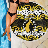 Personalised Cook Islands Aitutaki Beach Blanket Tiare Maori Polynesian Waves Tattoo