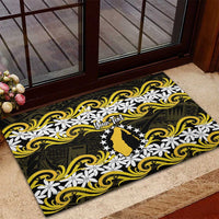 Personalised Cook Islands Aitutaki Rubber Doormat Tiare Maori Polynesian Waves Tattoo