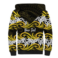 Personalised Cook Islands Aitutaki Sherpa Hoodie Tiare Maori Polynesian Waves Tattoo