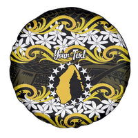 Personalised Cook Islands Aitutaki Spare Tire Cover Tiare Maori Polynesian Waves Tattoo