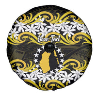 Personalised Cook Islands Aitutaki Spare Tire Cover Tiare Maori Polynesian Waves Tattoo