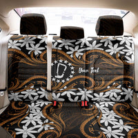 Personalised Cook Islands Rakahanga Back Car Seat Cover Tiare Maori Polynesian Waves Tattoo