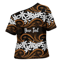 Personalised Cook Islands Rakahanga Cross Shoulder Shirt Tiare Maori Polynesian Waves Tattoo