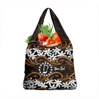 Personalised Cook Islands Rakahanga Grocery Bag Tiare Maori Polynesian Waves Tattoo