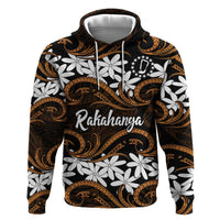 Personalised Cook Islands Rakahanga Hoodie Tiare Maori Polynesian Waves Tattoo