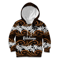 Personalised Cook Islands Rakahanga Kid Hoodie Tiare Maori Polynesian Waves Tattoo