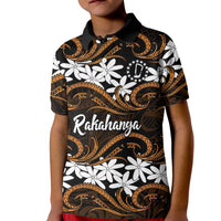 Personalised Cook Islands Rakahanga Kid Polo Shirt Tiare Maori Polynesian Waves Tattoo