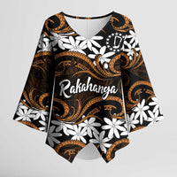 Personalised Cook Islands Rakahanga Kimono Sleeve Blouse Tiare Maori Polynesian Waves Tattoo