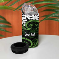 Personalised Cook Islands Palmerston 4 in 1 Can Cooler Tumbler Tiare Maori Polynesian Waves Tattoo