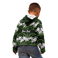 Personalised Cook Islands Palmerston Kid Hoodie Tiare Maori Polynesian Waves Tattoo