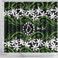 Personalised Cook Islands Palmerston Shower Curtain Tiare Maori Polynesian Waves Tattoo