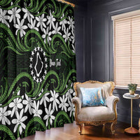 Personalised Cook Islands Palmerston Window Curtain Tiare Maori Polynesian Waves Tattoo