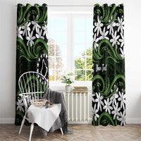 Personalised Cook Islands Palmerston Window Curtain Tiare Maori Polynesian Waves Tattoo