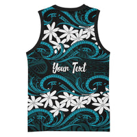 Personalised Cook Islands Penrhyn Atoll Basketball Jersey Tiare Maori Polynesian Waves Tattoo