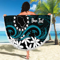 Personalised Cook Islands Penrhyn Atoll Beach Blanket Tiare Maori Polynesian Waves Tattoo