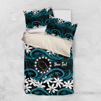 Personalised Cook Islands Penrhyn Atoll Bedding Set Tiare Maori Polynesian Waves Tattoo