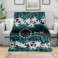 Personalised Cook Islands Penrhyn Atoll Blanket Tiare Maori Polynesian Waves Tattoo