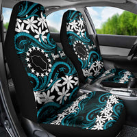 Personalised Cook Islands Penrhyn Atoll Car Seat Cover Tiare Maori Polynesian Waves Tattoo