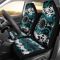 Personalised Cook Islands Penrhyn Atoll Car Seat Cover Tiare Maori Polynesian Waves Tattoo