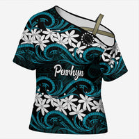 Personalised Cook Islands Penrhyn Atoll Cross Shoulder Shirt Tiare Maori Polynesian Waves Tattoo
