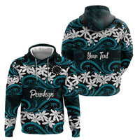 Personalised Cook Islands Penrhyn Atoll Hoodie Tiare Maori Polynesian Waves Tattoo