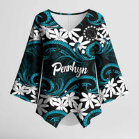Personalised Cook Islands Penrhyn Atoll Kimono Sleeve Blouse Tiare Maori Polynesian Waves Tattoo