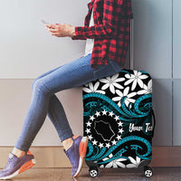 Personalised Cook Islands Penrhyn Atoll Luggage Cover Tiare Maori Polynesian Waves Tattoo