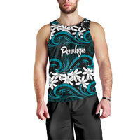 Personalised Cook Islands Penrhyn Atoll Men Tank Top Tiare Maori Polynesian Waves Tattoo