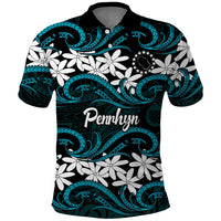 Personalised Cook Islands Penrhyn Atoll Polo Shirt Tiare Maori Polynesian Waves Tattoo