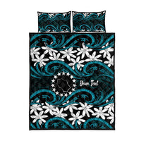 Personalised Cook Islands Penrhyn Atoll Quilt Bed Set Tiare Maori Polynesian Waves Tattoo