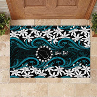 Personalised Cook Islands Penrhyn Atoll Rubber Doormat Tiare Maori Polynesian Waves Tattoo