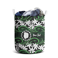 Personalised Cook Islands Mitiaro Laundry Basket Tiare Maori Polynesian Waves Tattoo